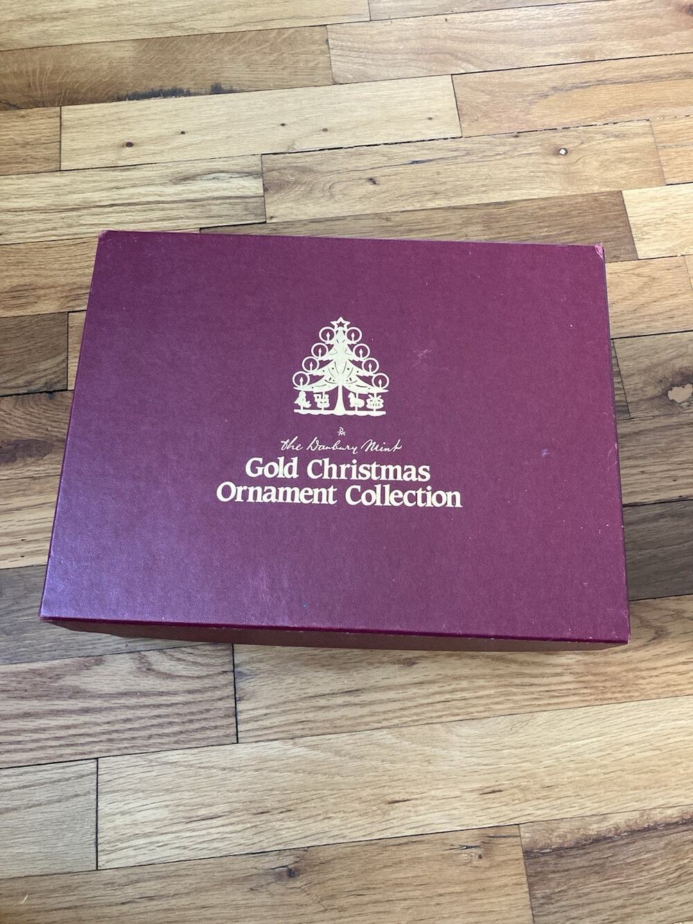 Vintage 1986-88 Danbury Mint Gold Christmas Ornament Collection w/Box - 12 pc #1